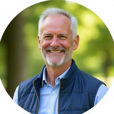 John, a smiling man in his 50s, looking active and healthy